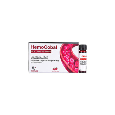 هيموكوبال سائل فموي | مكمل غذائي لفيتامين ب12 لدعم تكوين الدم | بنكهة توتي فروتي | 30 أمبولة